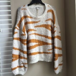 Zebra Print Cream Gold Sweater